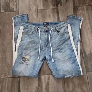 Men's Light Blue Distressed Jeans